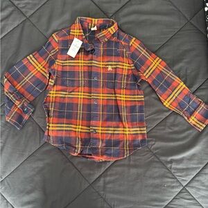 GAP Kids Plaid Shirt - Navy and Orange